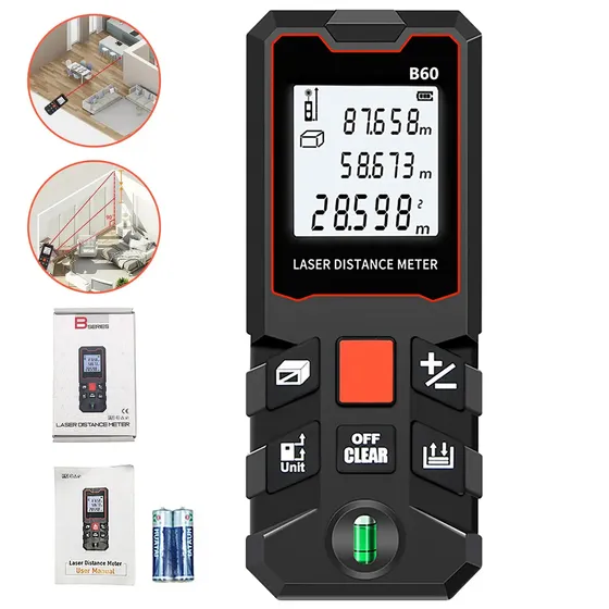 Trena Lazer Digital 70m Profissional Precisão 2mm Medição Calcula Área E Volume Com Display Lcd Iluminado Para Medição Rápida E Precisa