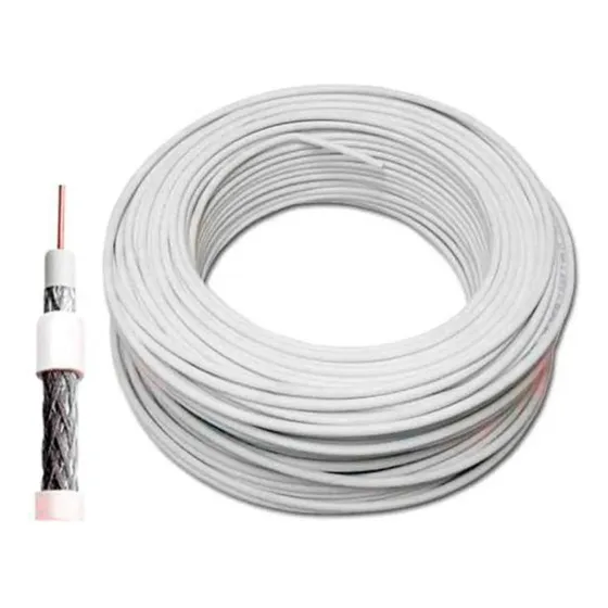 Rolo De Cabo Coaxial Rg6 90% Malha Condutti Branco 100metros