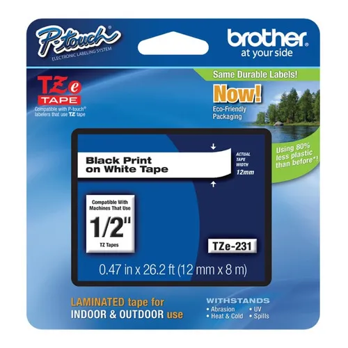 Tze231 131 Para Brother Tze Cinta De Etiquetas 12mm Pt-h110 Color Negro