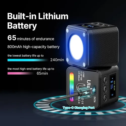 Luces LED Ulanzi L2 Rgb Cob, vídeos y fotos, cámara réflex digital, compacta, color marco RGB, color negro, voltaje 110 V/220 V