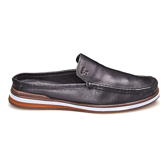 Mule Mocassim Casual Sapato Slip On Tênis Social Preto