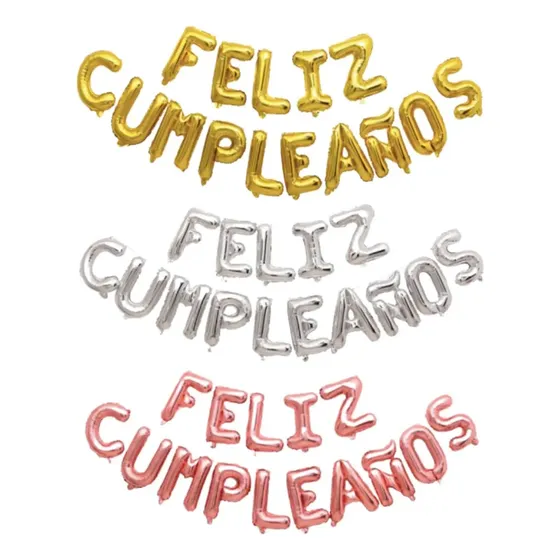1 Paq Globos Metalicos Letras Feliz Cumpleaños Colores 40cm | Cuotas sin interés