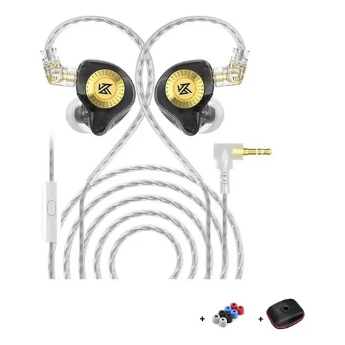 Auriculares Kz Edx Ultra con micrófono, color negro + funda