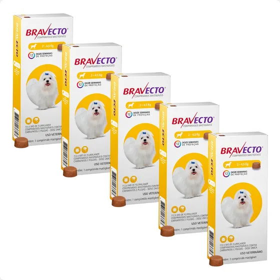 5 Bravecto 2 Até 4,5 Comprimido Cães - Envio Imediato Com Nf