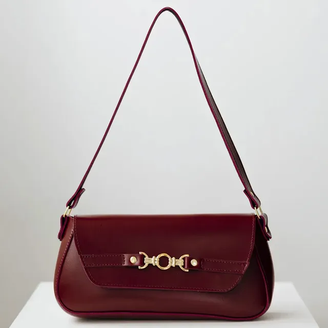 Bolsa De Ombro Baguete Tiracolo Média Feminina Casual Cor Vinho