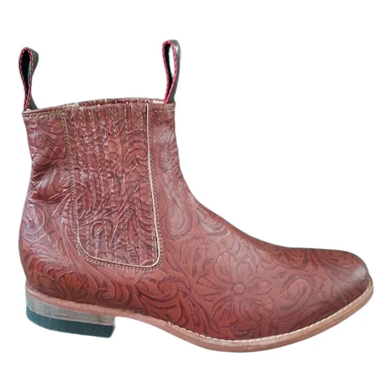 Botin Charro Piel Vacuno Troquelado Suela Vaqueta Unisex