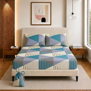 Sábana De Cajón Matrimonial +2 Fundas De Almohada Microfibra Plumbago Liso