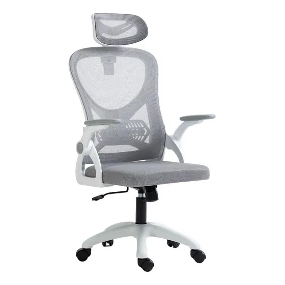 Cadeira De Escritório Office Columbus Tela Mesh Rivatti Cor Branco e Cinza