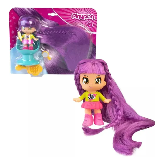 Pinypon Super Long Hair Pelo Super Largo Lila Orig.