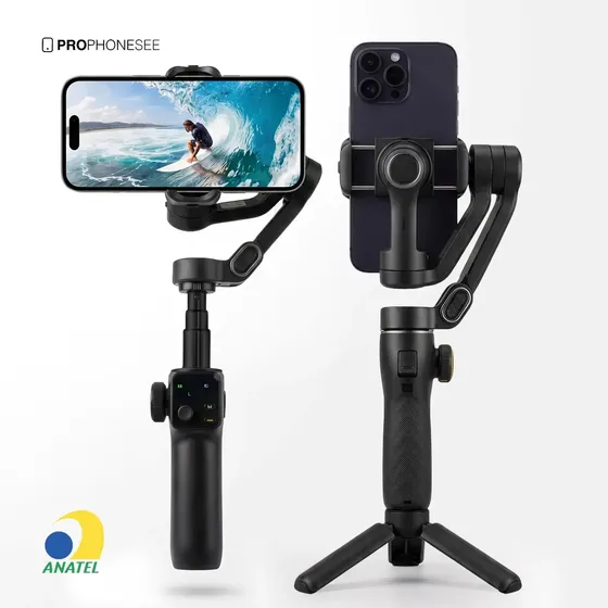 Estabilizador Gimbal Celular 3 Eixos Bluetooth Compatível Com Iphone Android Xioami Samsung Camera Profissional Automatico Mobile Bastao 360 Inteligente Rastreamento Tripe Video Luz Portátil Controle