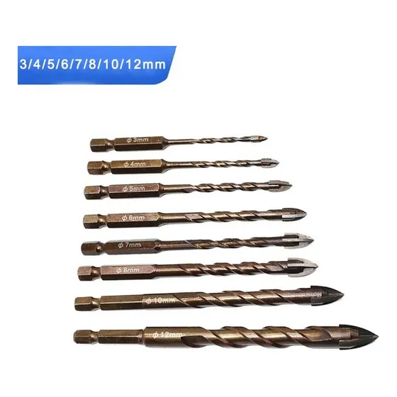 Kit 8 Mechas Brocas Flecha Cruzada Granito Cerámica Vidrio