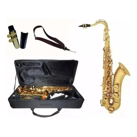 Saxo Tenor Ocean Ots190 Con Estuche Guantes Boquilla Correa Color Dorado Oscuro