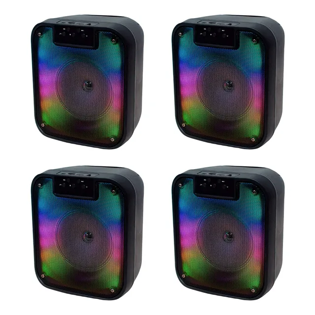 4 De Bocina 3 Pulgadas Bluetooth Radio Fm Luz Led Color Negro