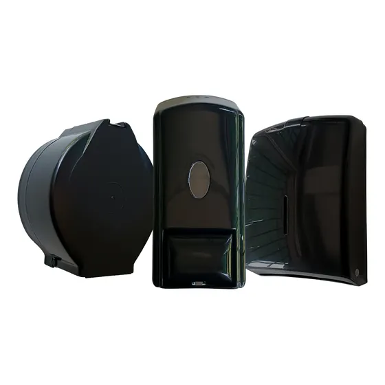 Kit Dispenser Jabón Líquido + Toallas + Higiénico Negro Baño