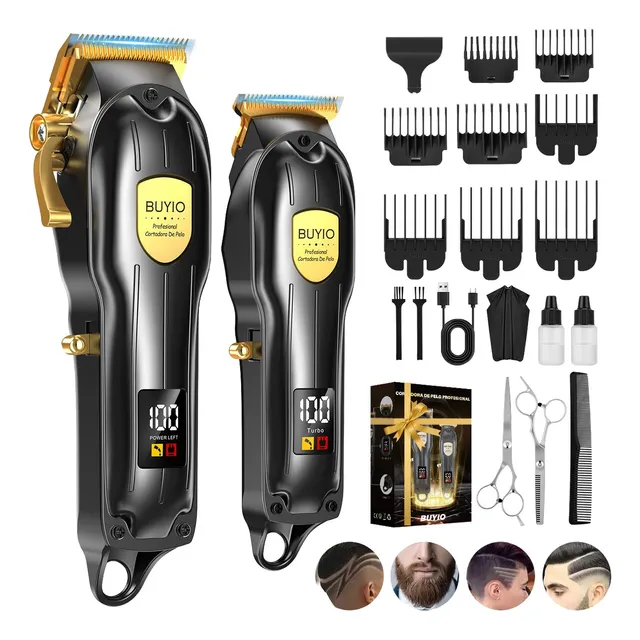 Máquina Para Cortadora Cabello Pelo Gurkitsy® Profesional 2pzs Cortadora De Cabello Hair Trimmer Kit 9000rpm Cortapelos Y Recortadora Para Hombre Con Pantalla Led Y 8 Peines Guía