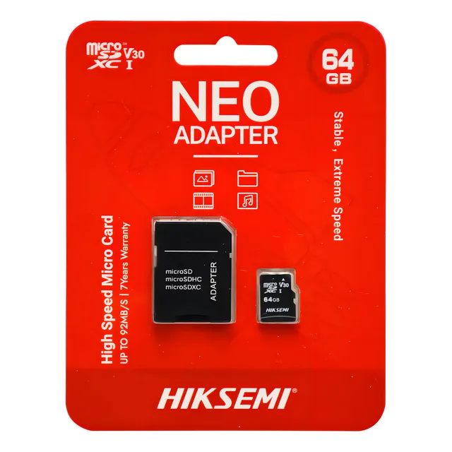 MEMORIA MICRO SD 64 GB HIKSEMI CON ADAPTADOR CLASE 10