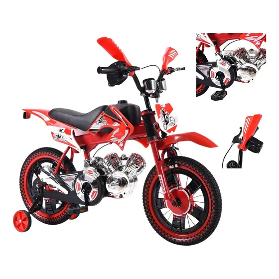 Bicicleta Entrenadora Niños Aeiou Baj-15005 R16 Motocross Color Rojo Tamaño Del Cuadro 16