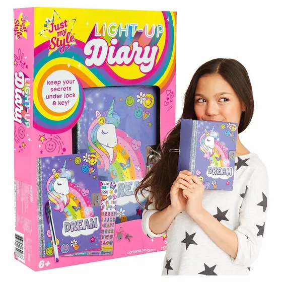 Diario Portada Unicornio Con Candado Y Luces Para Niñas