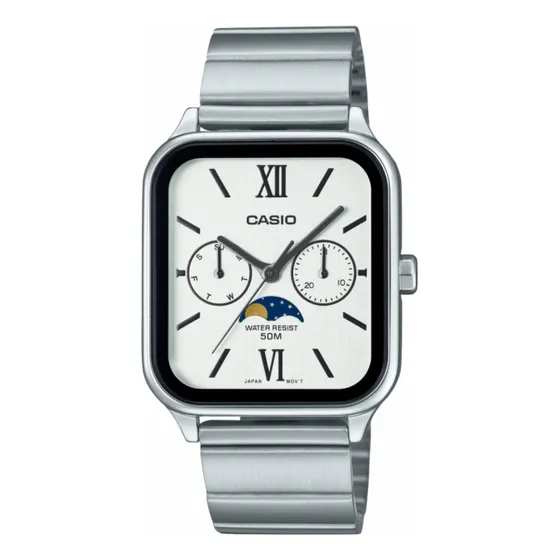 Relógio Casio Fases Da Lua Branco Original Mtp-m305d-7a2vdf
