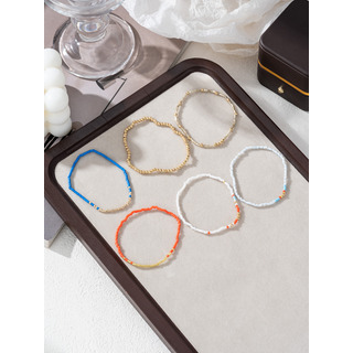 Stretch Bracelet Set Bohemia Gold Color Glassbeads Elastic Stretch Bracelet Set Bohemia Gold Color Glassbeads Elastic