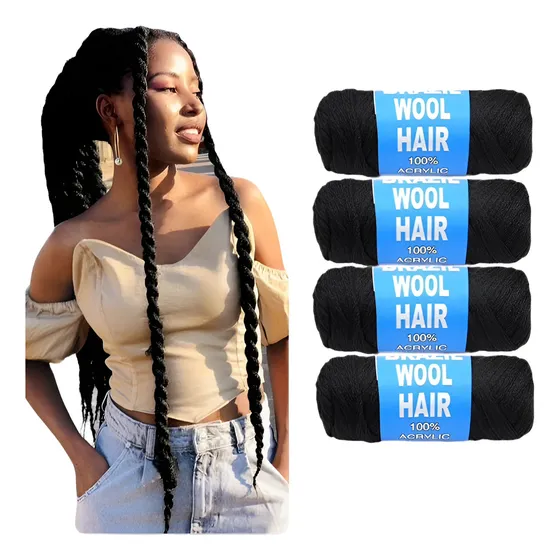 Hilo Lana Kanekalón Para Trenzas Africanas Y Rastas Rollo Color Negro #1