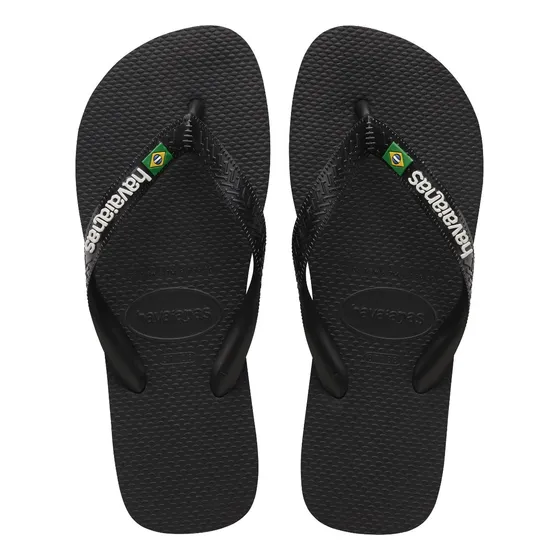 Chanclas Sandalias Havaianas Unisex Logo Brasil Negro