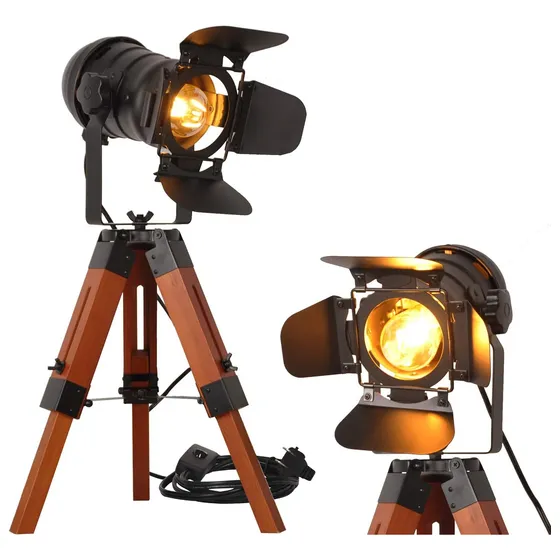 Modern Industrial Vintage TriPod Floor Table Lamp - Met...