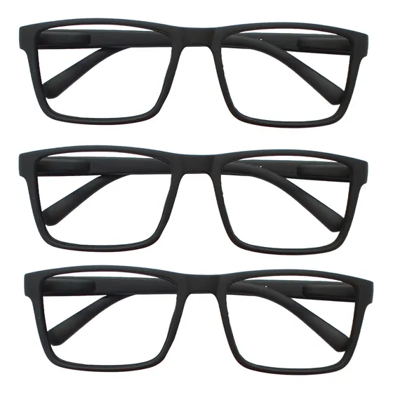 Kit 3 Oculos Para Leitura Emborrachados De +1.00 Ate +4.00