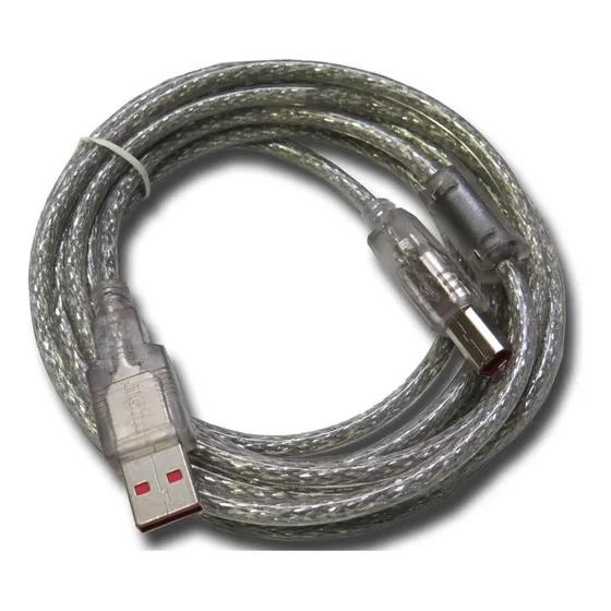Cabo De Impressora Usb A/b 2.0 5,0 Metros Fcab5 Feasso Cor Cristal