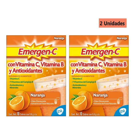 Suplemento Alimentar de Vitamina C Emergen-C Sabor Naranja 2 pack 10 Sobres cada