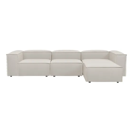 Sala Esquinera Moderna Latt Sillón Modular Lino Soft Minimal Color Hueso