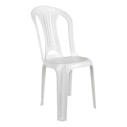 Silla Plástica No Posa Brazos Apilable Liviana Blanca Barril