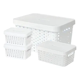 Kit 4 Caixas Organizadoras Rattan Usual Cestos 17, 4,5 E 2l Kit 4 Caixas Organizadoras Rattan Usual Cestos 17, 4,5 E 2l