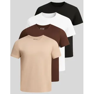 Kit 4 Camiseta Masculina 100% Algodão Premium Gola Redonda Preto Branco Marron Beje-caq Gg