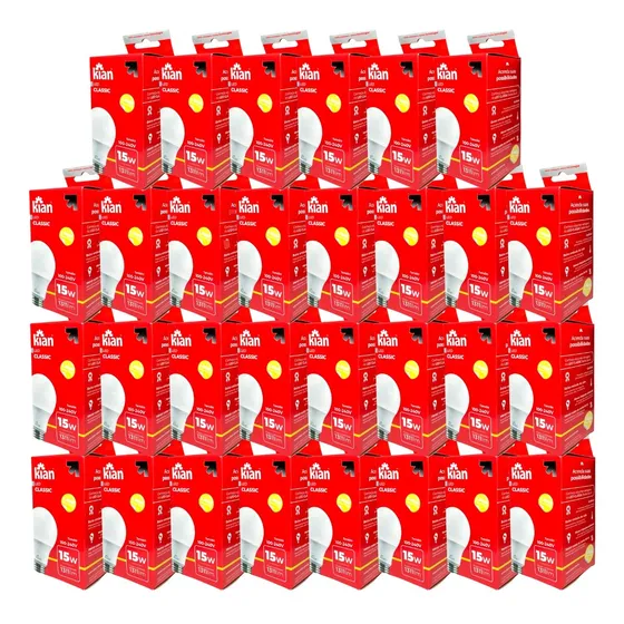 Kit 30 Lâmpada Bulbo Led 15w Luz Amarela 3000k Bivolt Kian