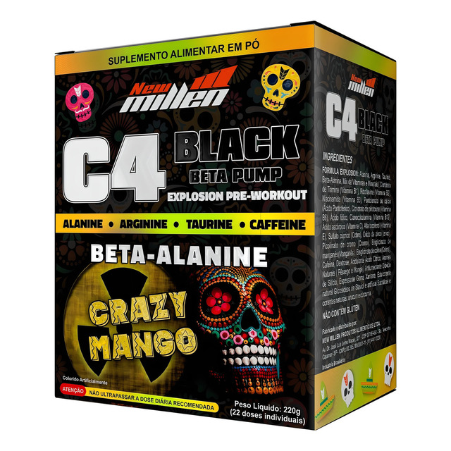 C4 Black Beta Pump Display 22 Sachês De 10g Cada New Millen Sabor:crazy Mango C4 Black Beta Pump Display 22 Sachês De 10g Cada New Millen Sabor:crazy Mango