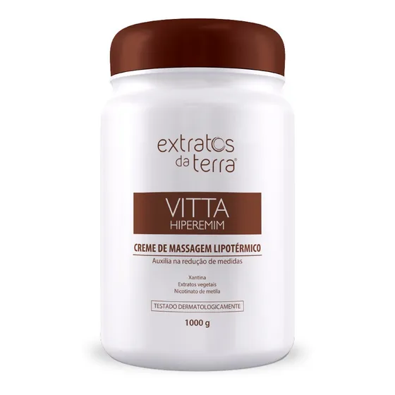 Creme De Massagem Vitta Hiperemim Lipotérmico Extratos Terra Tipo de embalagem Pote Fragrância Características do produto Tipos de pele Peles femininas e masculinas
