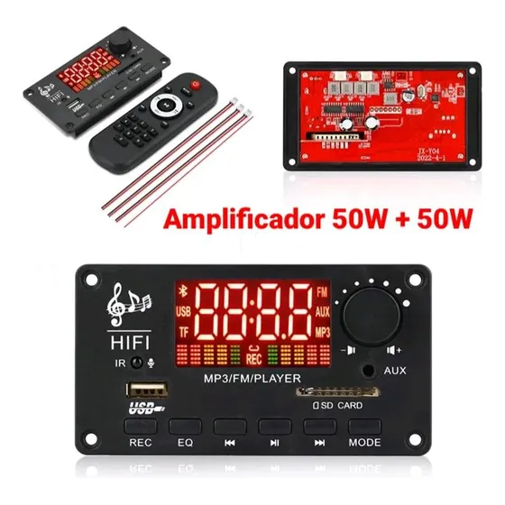 Placa De Audio Amplificada 12v 50w X 2 Bluetooth Cod 2475