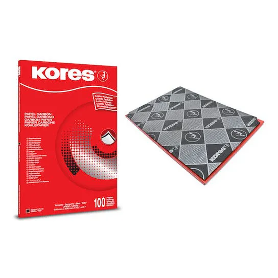 Papel Carbónico Kores Negro Pack X20 Hojas- Goldin Papeleria