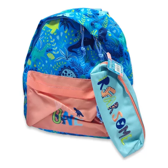 Mochila Y Cartuchera De Dinosaurio Para Niños Merletto