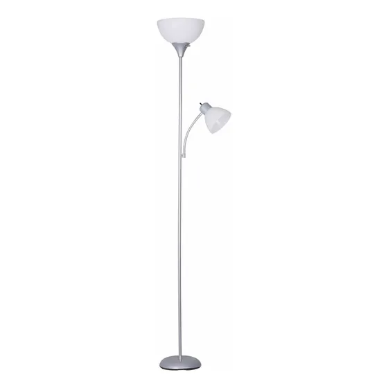 Lampara De Piso Para Sala 2 Focos 1.80 Mts Marca Mainstays Color de la estructura Plateado Color de la pantalla Blanco