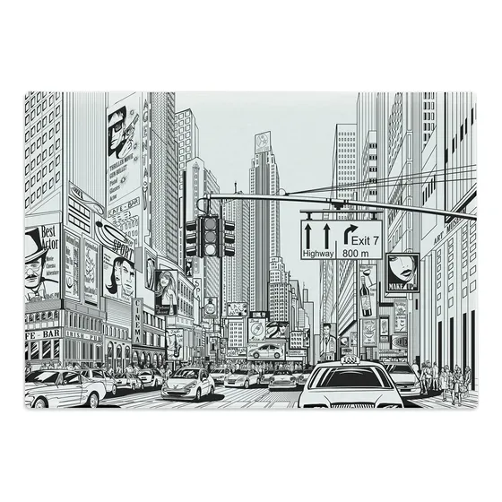 Ambesonne Nyc Tabla Cortar Calle York Paisaje Urbano Boceto