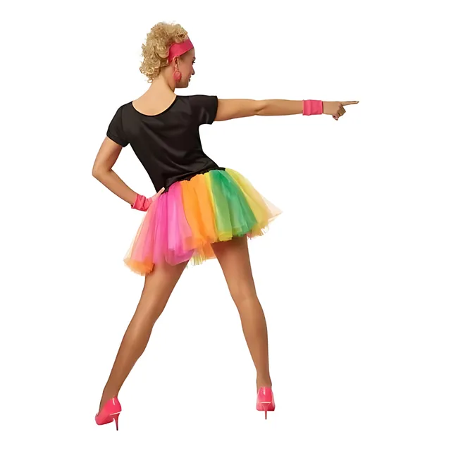Pollera Tutu Neon Multicolor Con Elastico Ajustable De 44cm