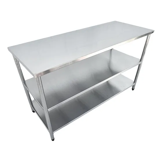 Mesa Bancada Inox 2 Prateleiras Restaurante 200x50x90