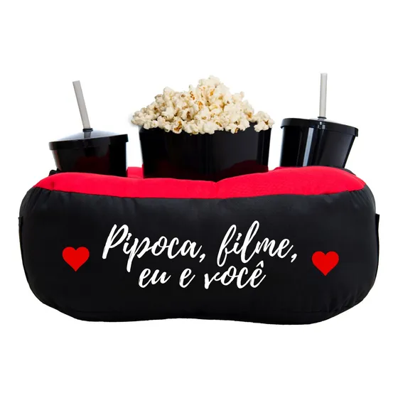 Almofada Porta Pipoca Bicolor Filme, Eu E Você Cor Preto