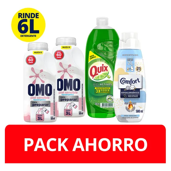 Pack Omo Piel Sensible para Diluir x2 + Quix + Comfort