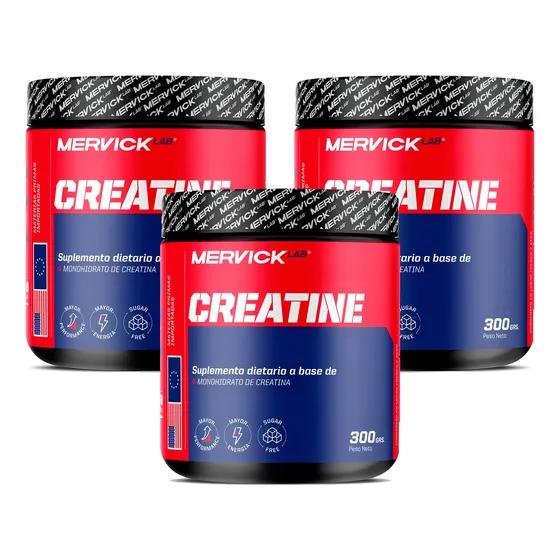 Combo X3 Creatina Mervick Lab Monohidrato Pote X 300 Grs
