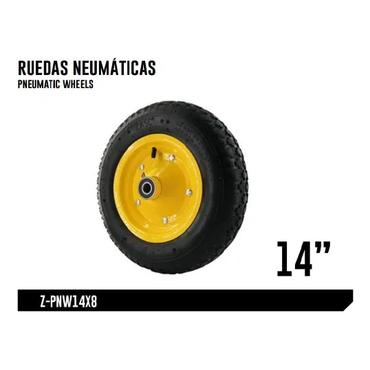 Rueda Para Carretilla Neumatica Rolinera 14 Eje 21mm Zasc