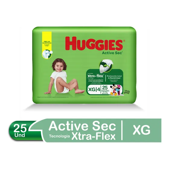 Pañales Para Bebé Huggies Active Sec Talla Xg 25 Und