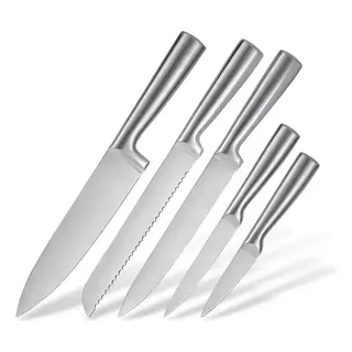 Utilika Jogo 5 Facas Conjunto Grandes De Cozinha Aço Inoxidável Prateado